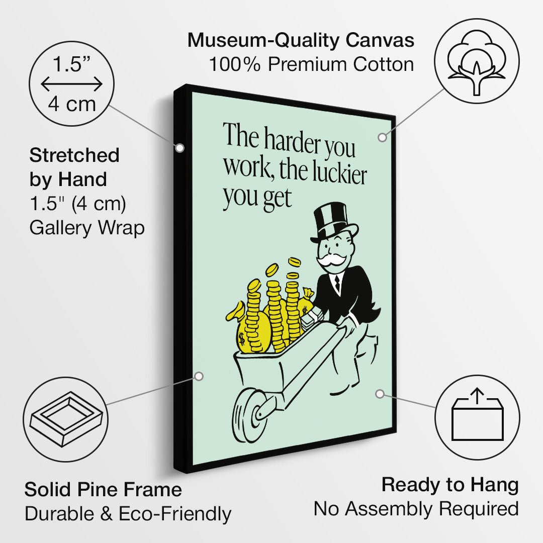 Harder You Work motivational canvas wall art