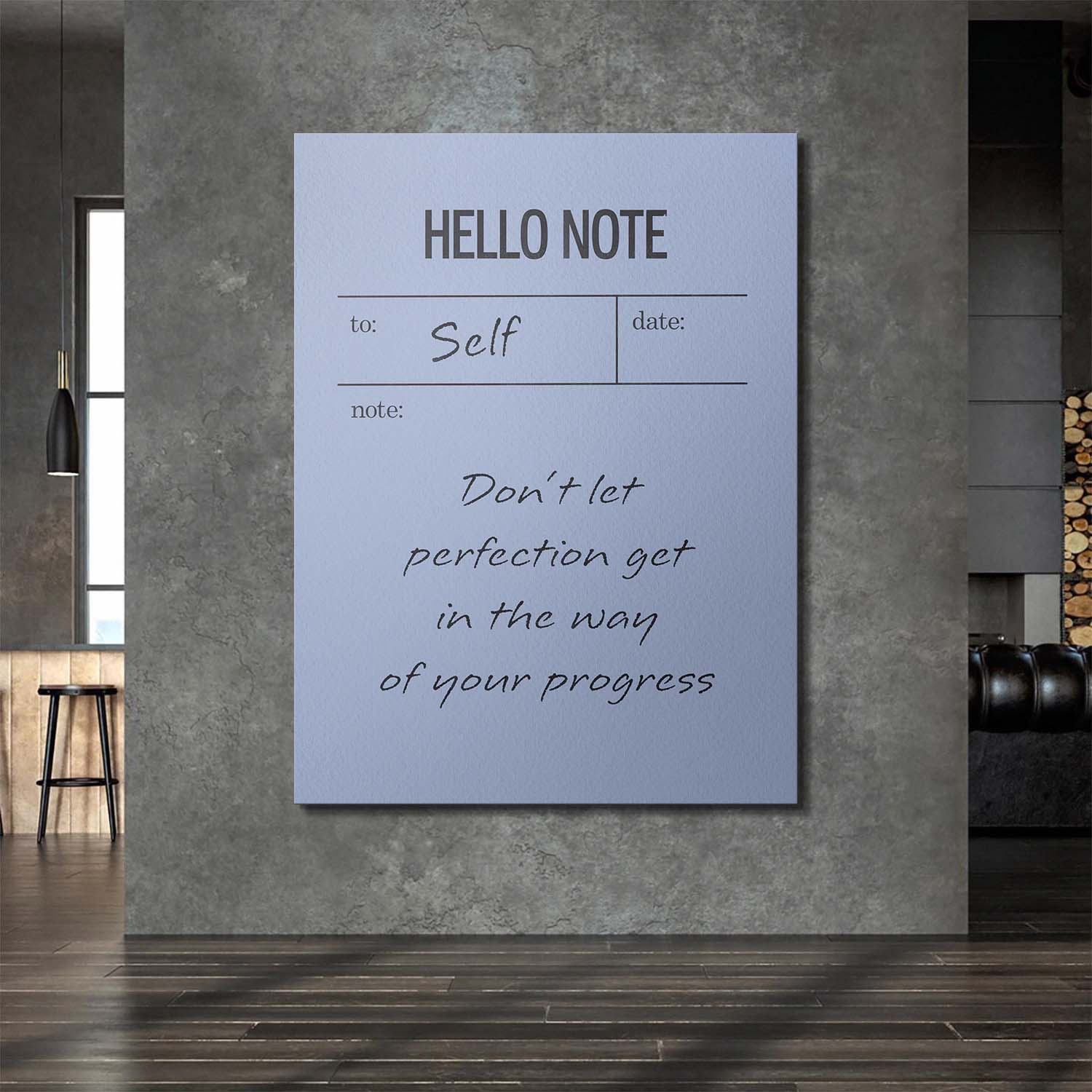 Hello Note (Blue) canvas art