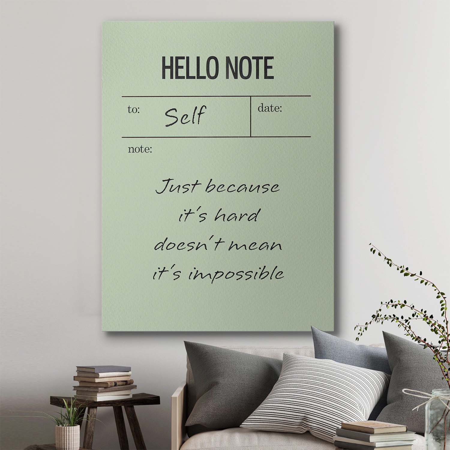 Hello Note (Green) canvas art