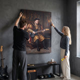 Henry Goes Electric canvas in a living room with two people