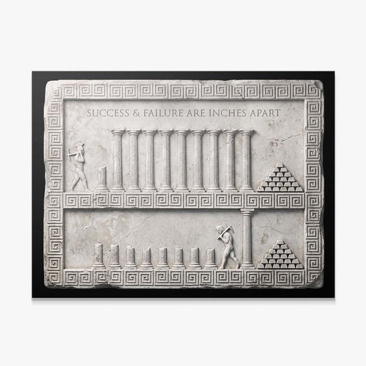 Inches Apart Slab Stoic quote canvas print, gallery-wrapped, on a white wall