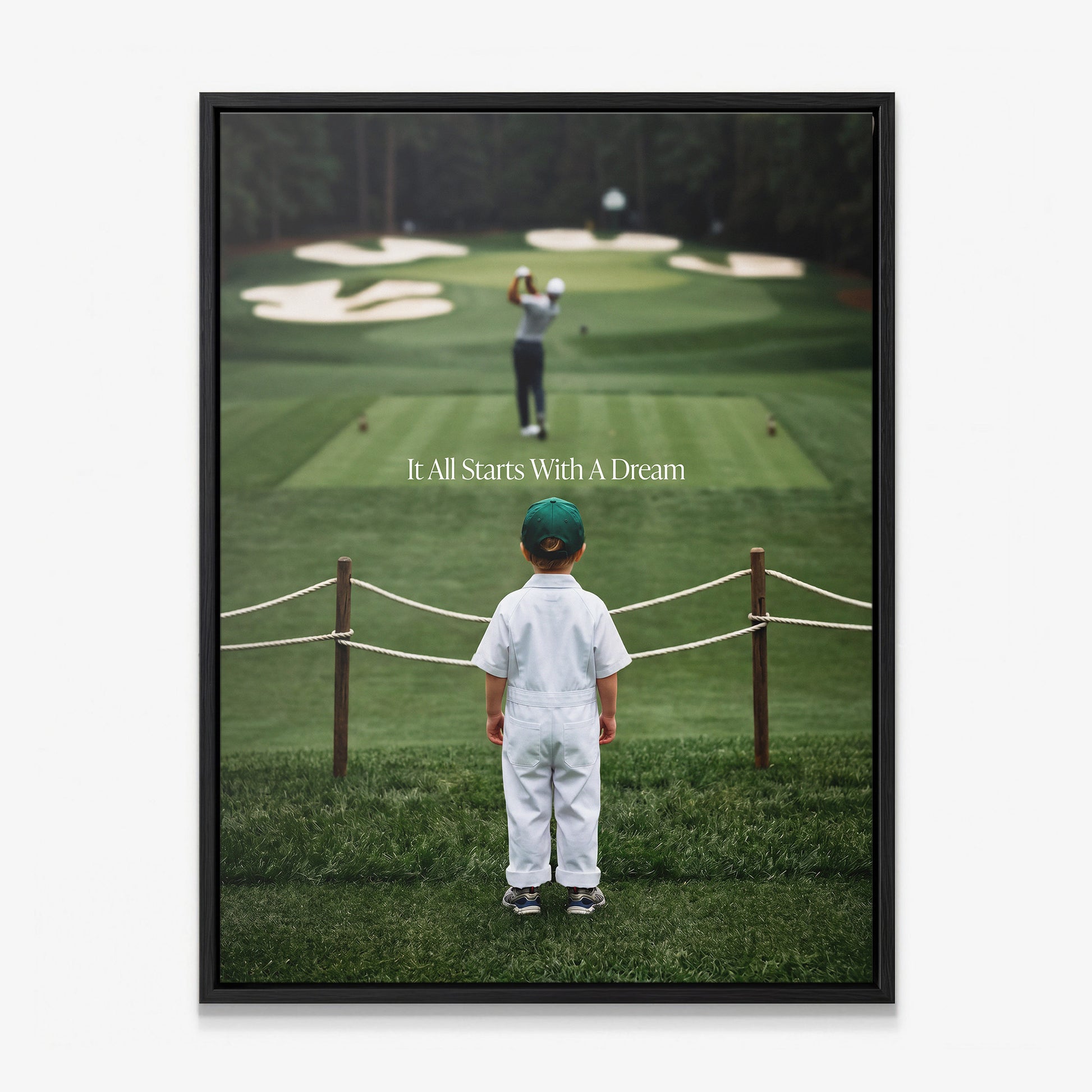 It All Starts With A Dream golf canvas black frame