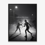 It All Starts With A Dream tennis canvas print in a black floating frame