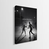 Side profile of the It All Starts With A Dream tennis gallery-wrapped canvas showing its depth