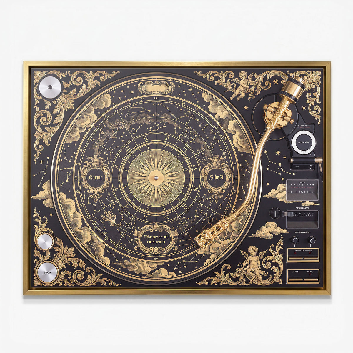 Karma Baroque canvas in a gold floating frame