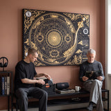 Karma Baroque canvas in a living room with two people