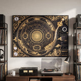 Karma Baroque canvas hanging in a home office
