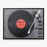 Karma turntable canvas in a black floating frame