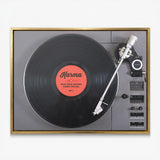 Karma turntable canvas in a gold floating frame