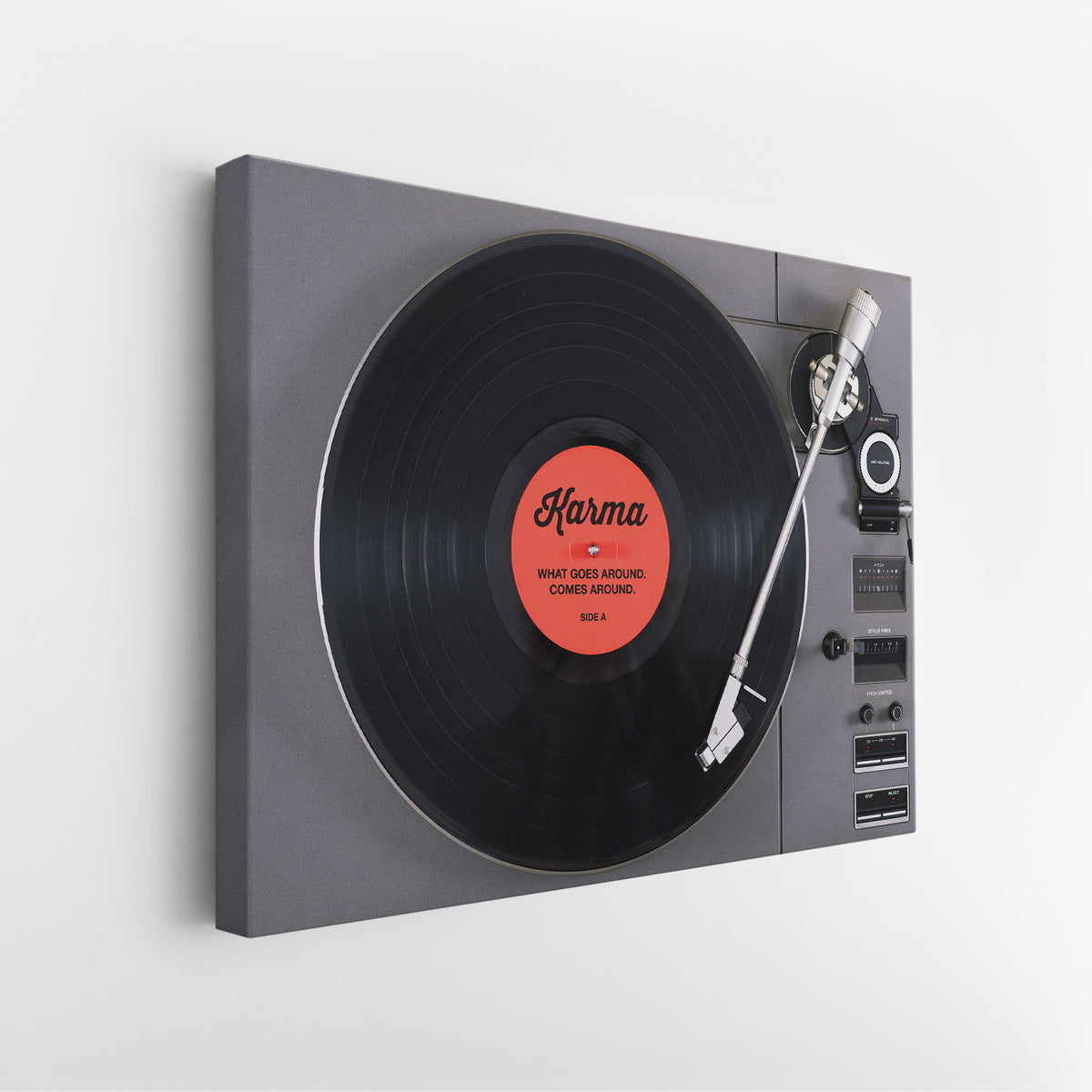 Side view of the Karma canvas showing the gallery-wrapped edge