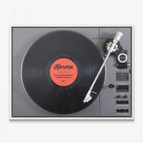 Karma turntable canvas in a white floating frame