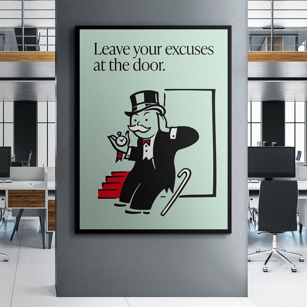 Leave Your Excuses At the Door motivational canvas wall art