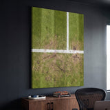 London Court tennis canvas print on a living room wall at a gentle angle showing the gallery-wrapped edge