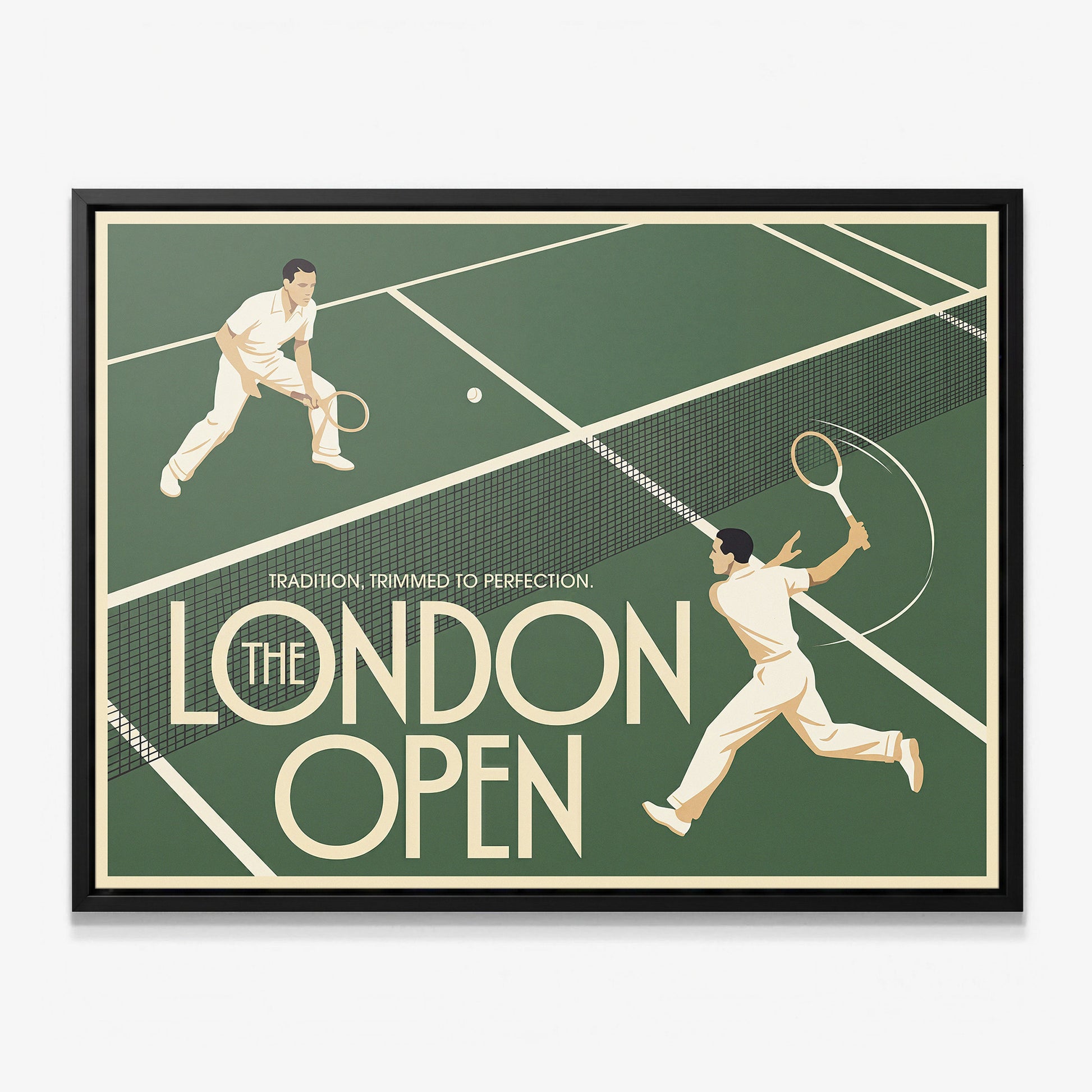 London Open tennis canvas with black frame