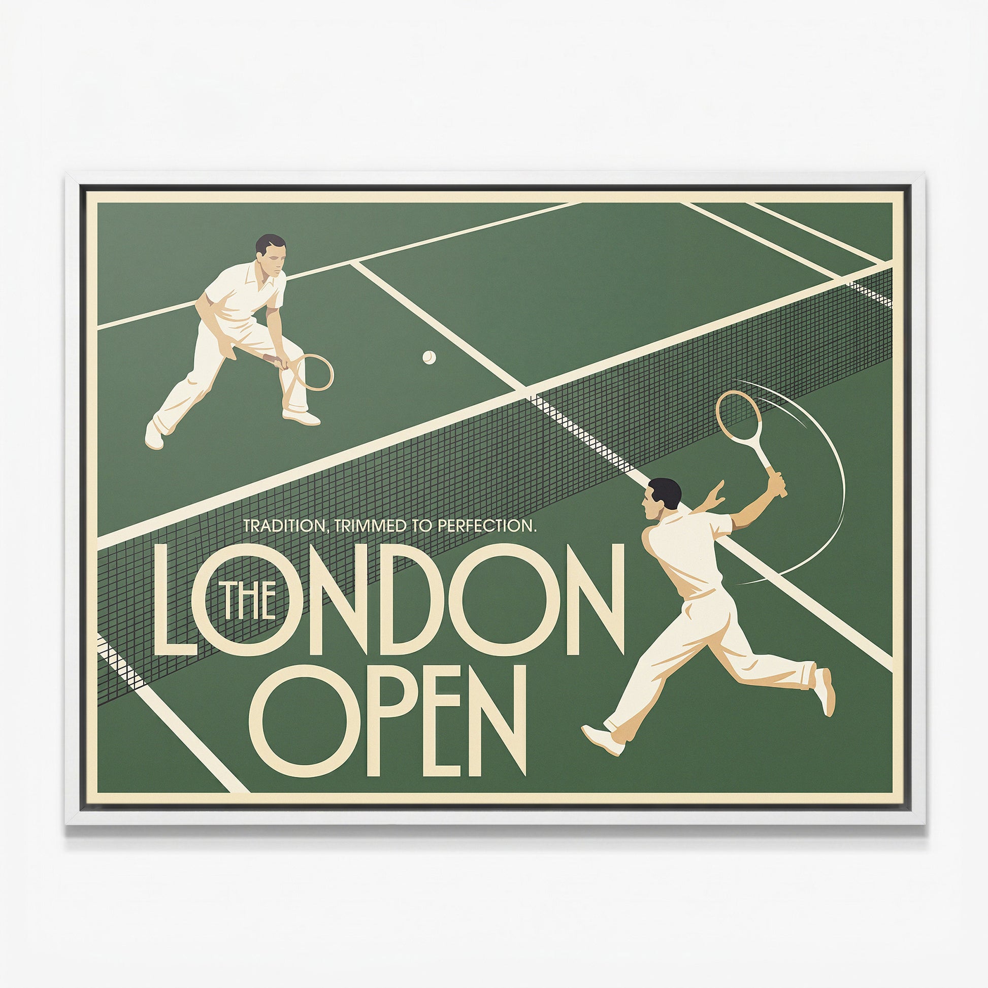 London Open tennis canvas with white frame