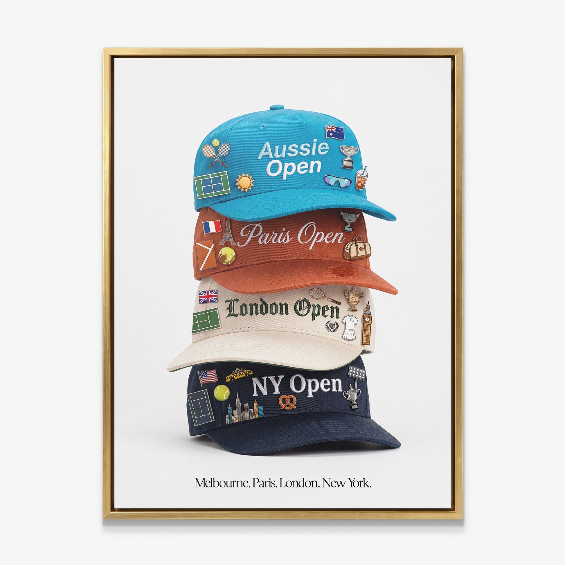 Major Caps tennis canvas with gold frame