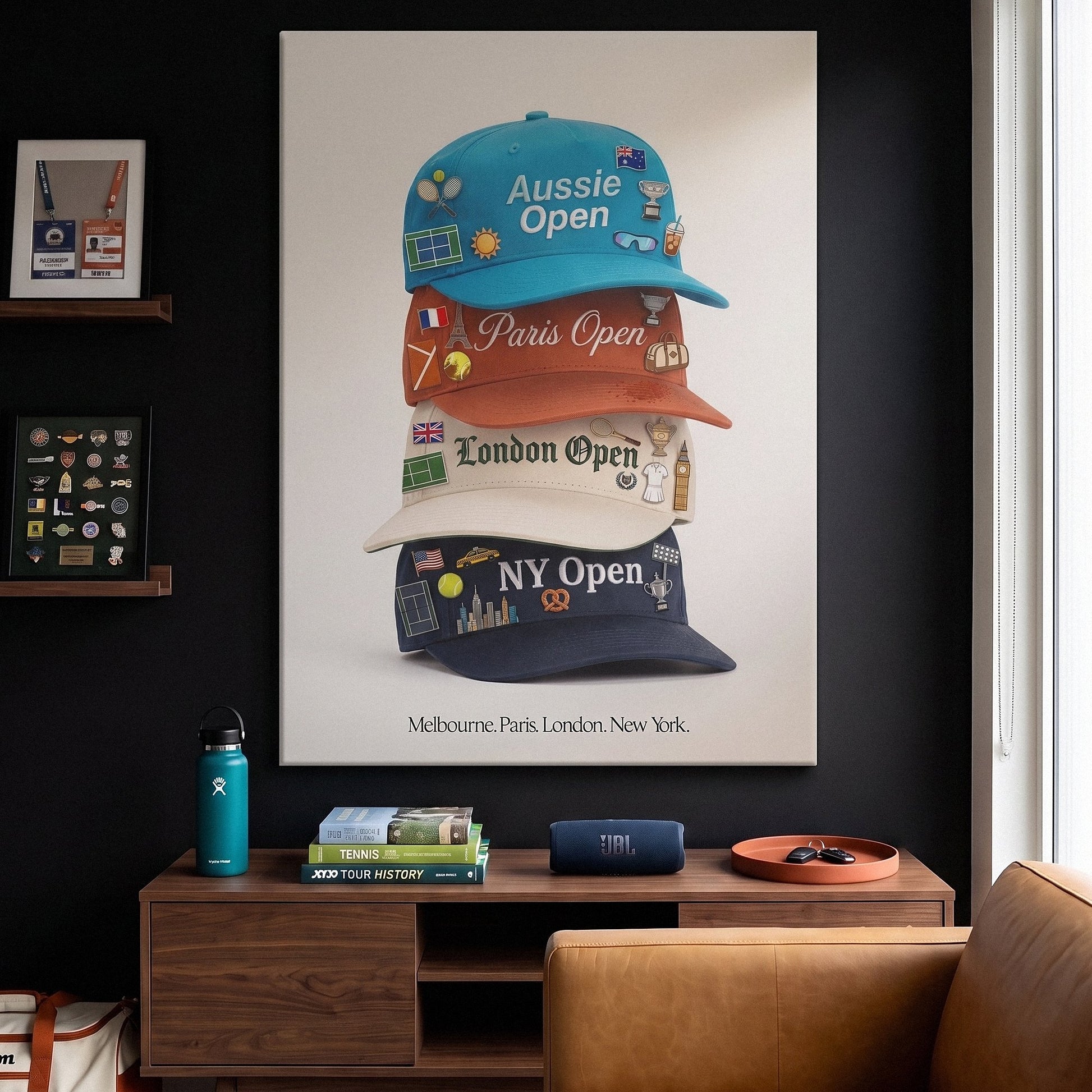 Major Caps tennis wall art canvas in a modern room