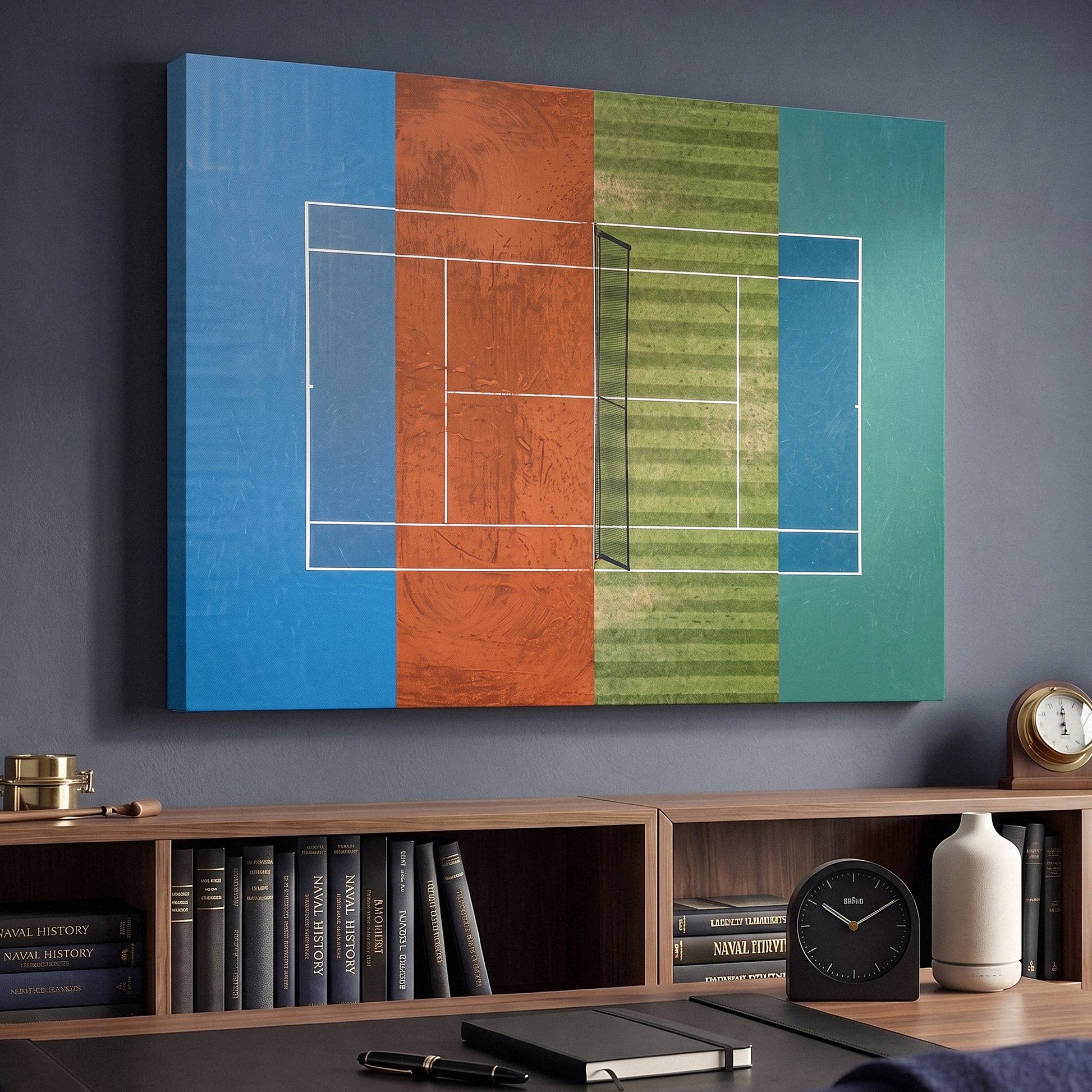 Majors Courts tennis canvas print at an angle showing the gallery-wrapped edge