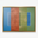 Majors Courts tennis canvas in a gold floating frame