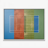 Majors Courts tennis canvas in a white floating frame