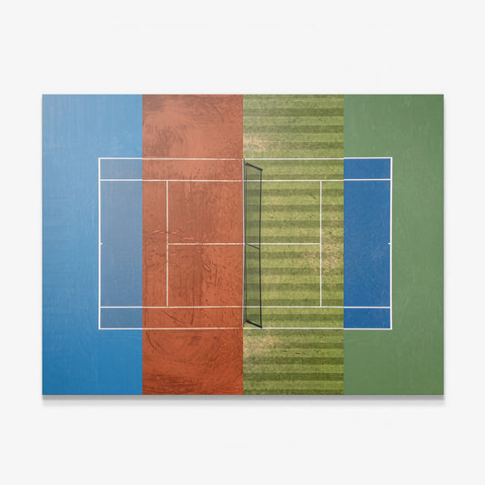 Majors Courts four Grand Slam surfaces tennis art on a gallery-wrapped canvas