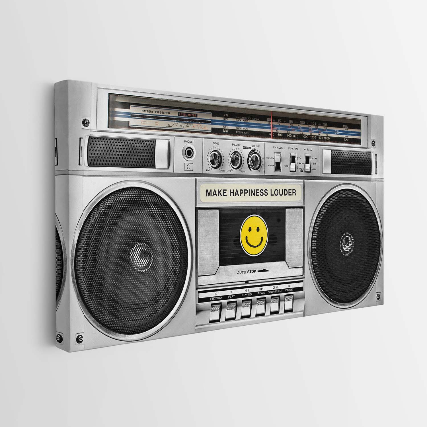 Make Happiness Louder (Boombox) canvas wall art