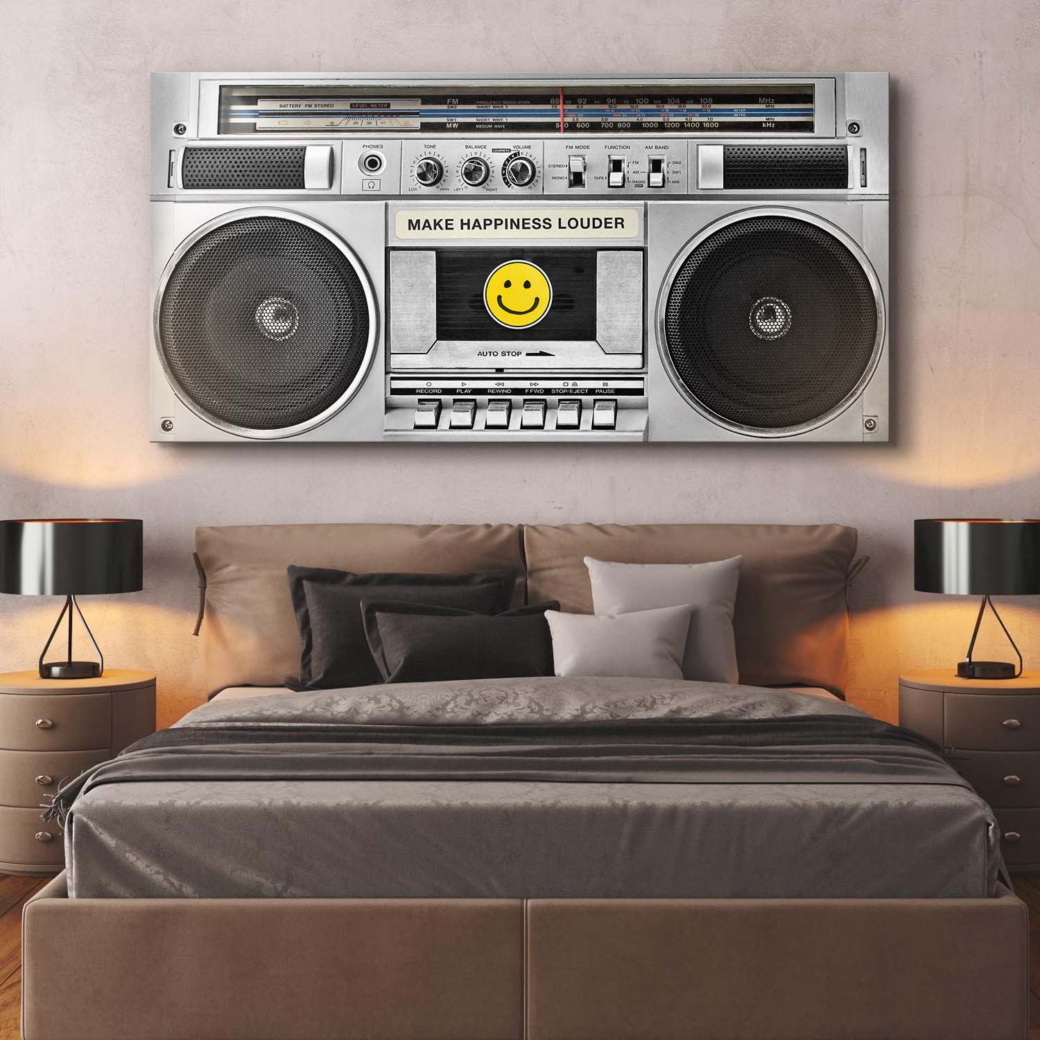 Make Happiness Louder (Boombox) canvas wall art