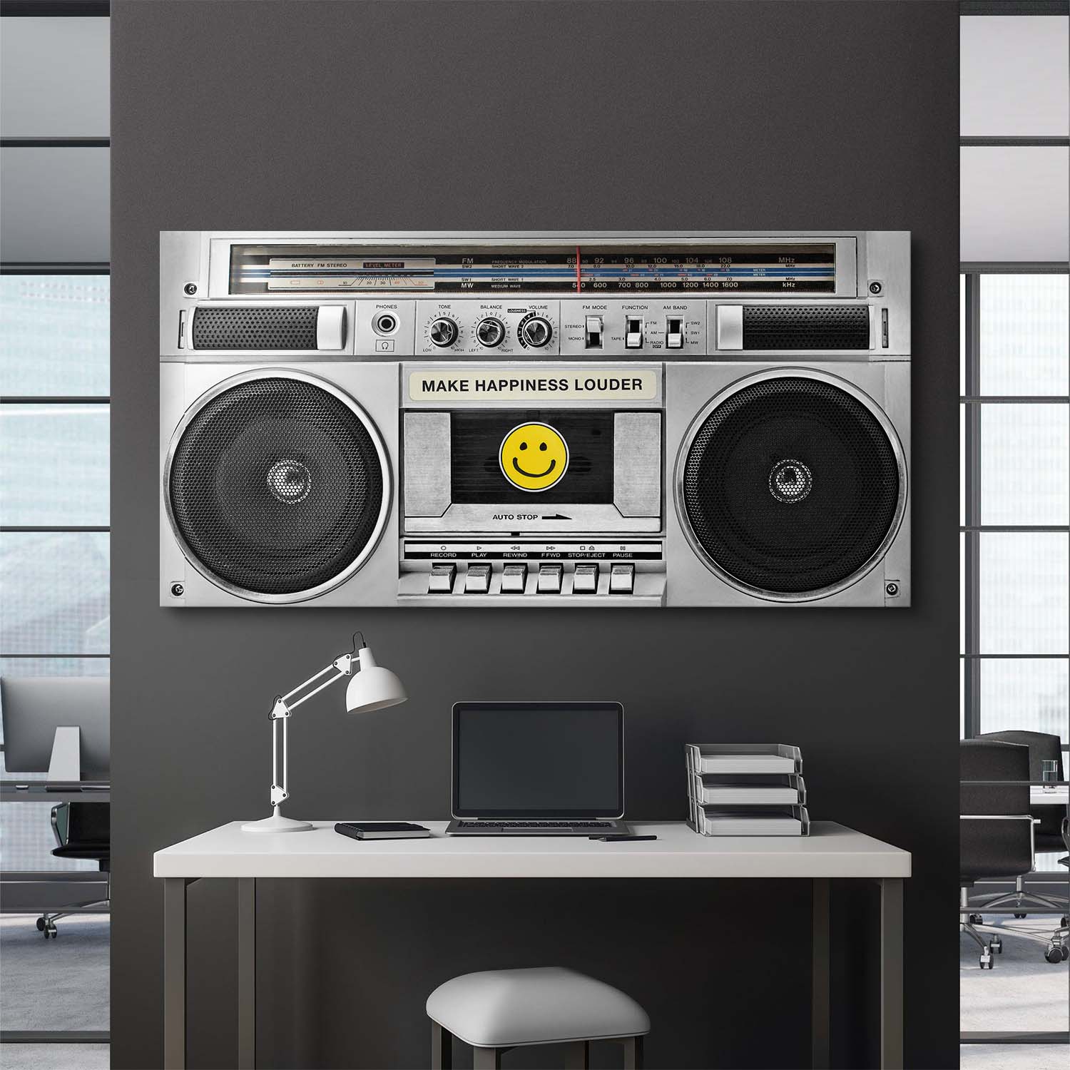 Make Happiness Louder (Boombox) canvas art