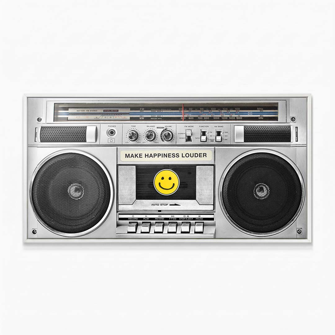Make Happiness Louder (Boombox) canvas wall art