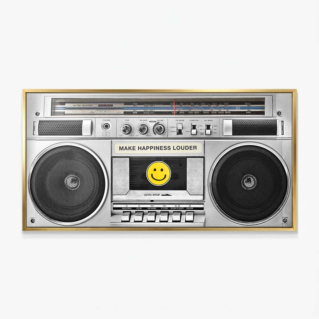 Make Happiness Louder (Boombox) canvas wall art