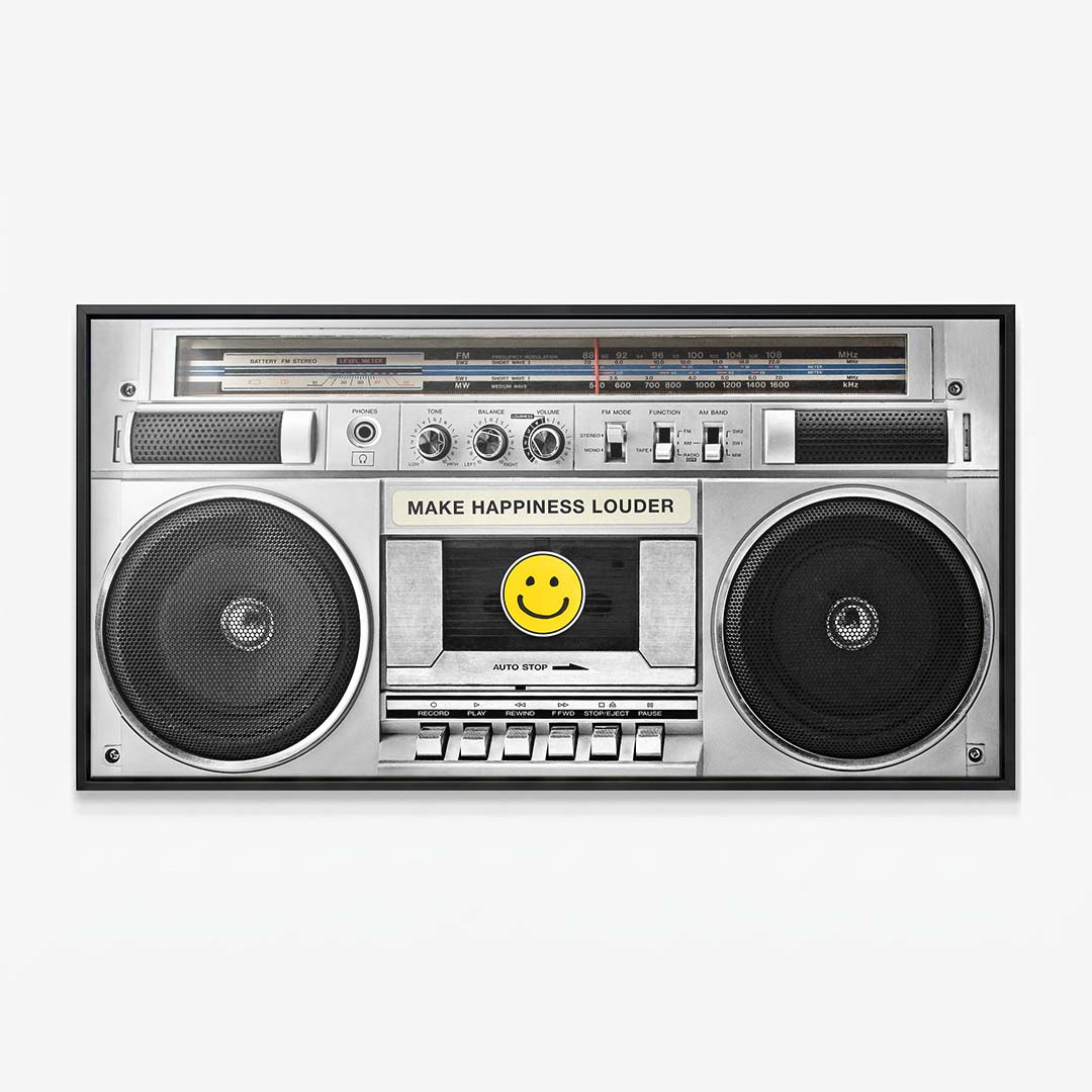 Make Happiness Louder (Boombox) canvas wall art