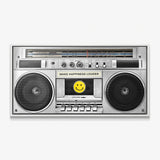Make Happiness Louder Boombox canvas in a white floating frame
