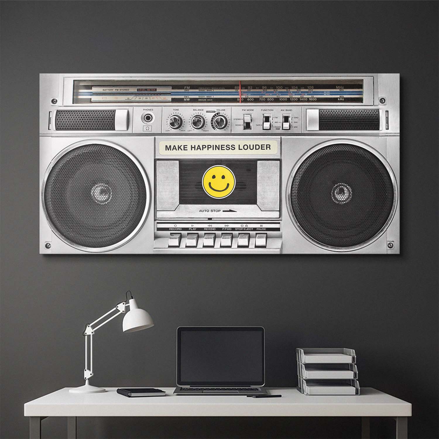 Make Happiness Louder (Boombox) canvas wall art