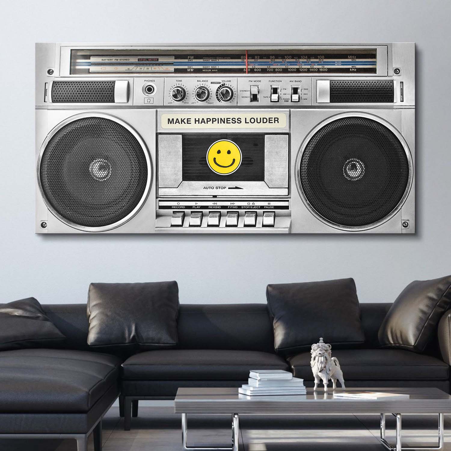 Make Happiness Louder (Boombox) canvas wall art