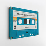 Side view of the Make Happiness Louder canvas showing the gallery-wrapped edge