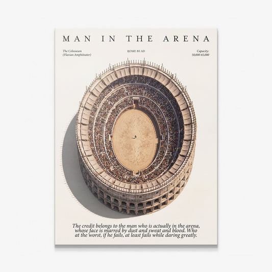 Man In The Arena Roman Colosseum aerial canvas print