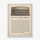 Man In The Arena Colosseum quote canvas in a white floating frame