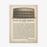 Man In The Arena Colosseum engraving Roosevelt quote canvas print