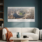Man In The Arena Roman amphitheatre football pitch canvas above a white sofa