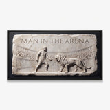 Man In The Arena marble relief canvas in a black floating frame