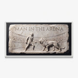 Man In The Arena marble relief canvas in a white floating frame