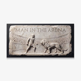 Man In The Arena gladiator and lion marble relief canvas print