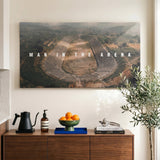 Man In The Arena ancient Greek stadium canvas above a credenza
