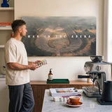 Man In The Arena Olympia stadium canvas with a man in a kitchen