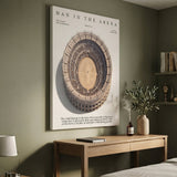 Man In The Arena Colosseum aerial canvas above a console in an olive bedroom
