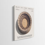 Man In The Arena Colosseum aerial canvas side profile showing the gallery-wrapped edge