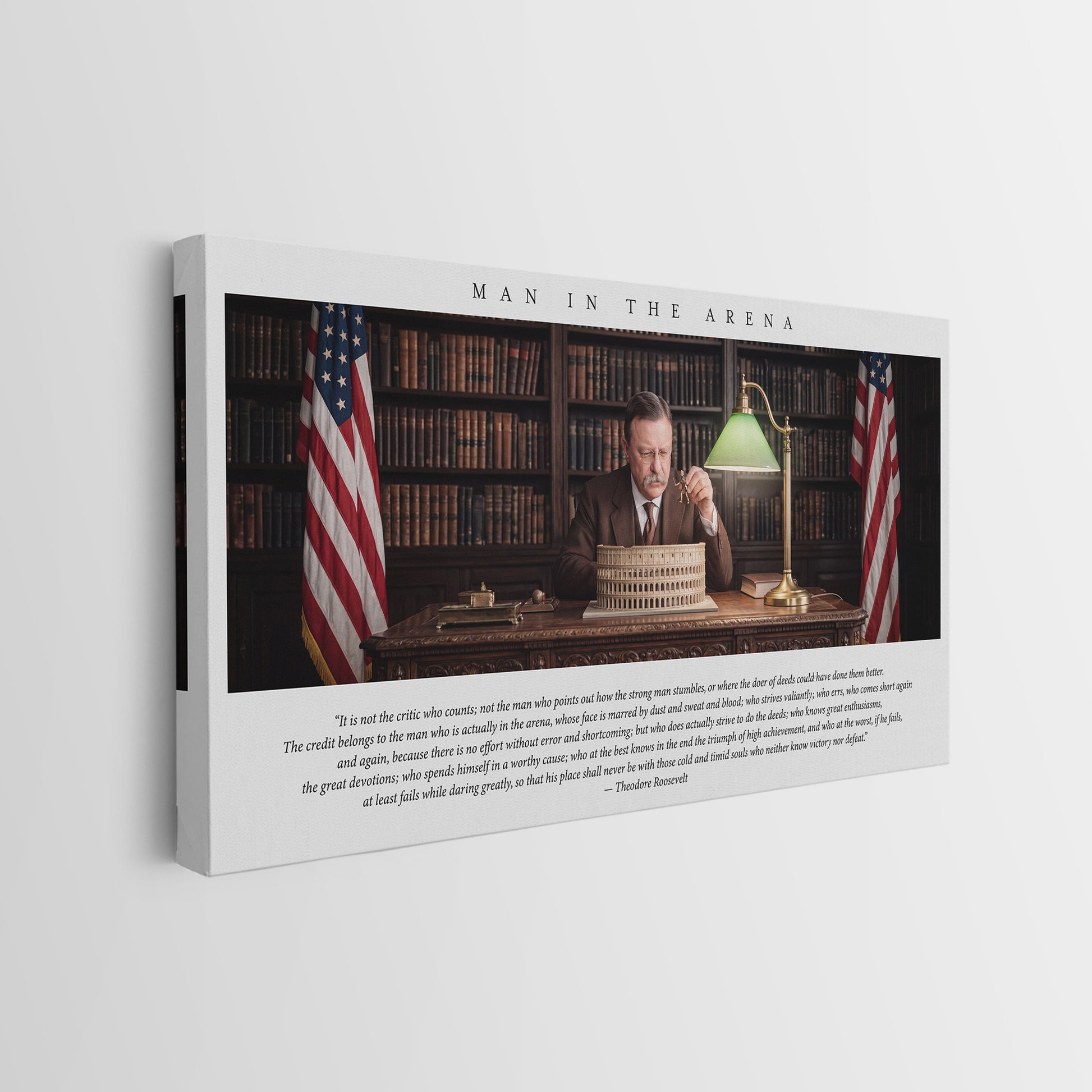 Man In The Arena Theodore Roosevelt quote canvas wall art