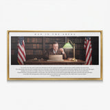 Man In The Arena Roosevelt quote canvas in a gold floating frame