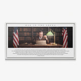 Man In The Arena Roosevelt quote canvas in a white floating frame