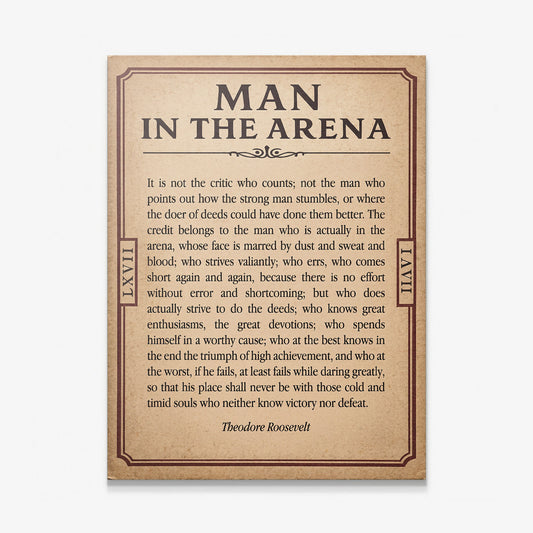 Man In The Arena Theodore Roosevelt quote ticket canvas print